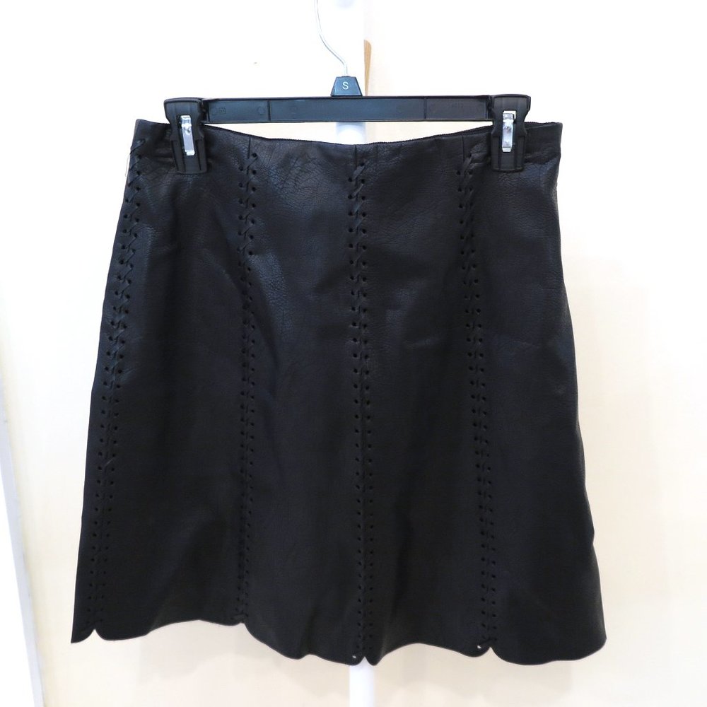 Club Monaco Women Black Leather Skirt size 8